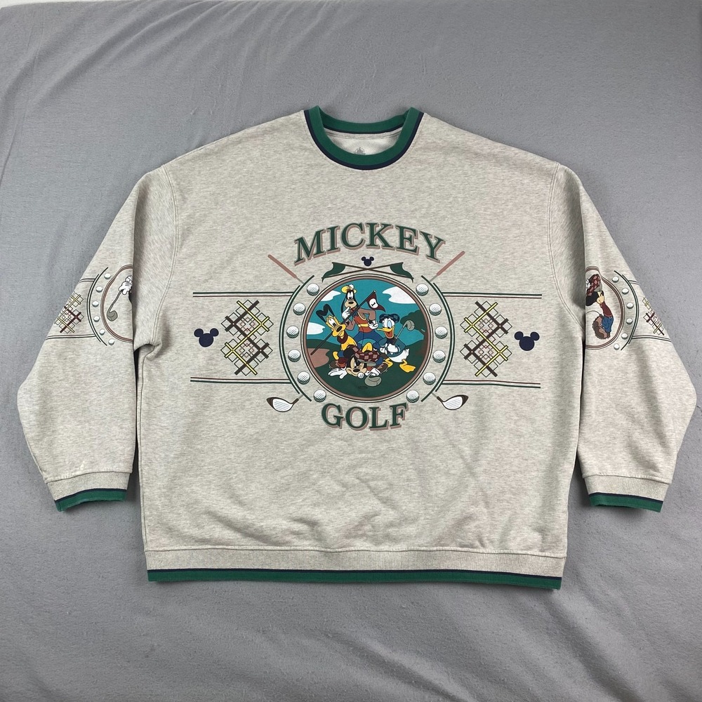 Disney Parks Mickey Golf Crewneck Sweatshirt XXL 2XL Long Sleeve 2025 Release